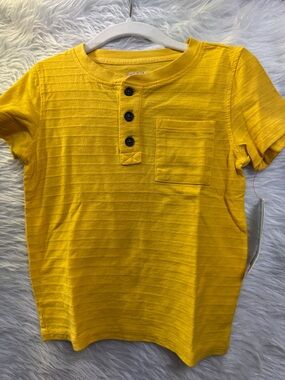 Yellow Boys' Short Sleeve Henley Tee - Pocket Detail